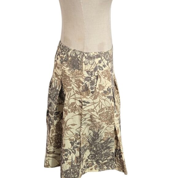 Willi Smith Cream and Brown Pleated Patterned Circle Skirt - Picture 3 of 5